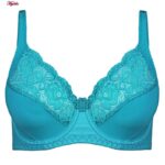 ست شورت و سوتین زنانه پانیذ مدل فنردار گیپوری کد 9008 رنگ آبی فیروزه ای