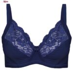 ست شورت و سوتین زنانه پانیذ مدل فنردار گیپوری کد 9008 رنگ سرمه ای