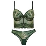 ست شورت و سوتین زنانه برتا مدل فنردار گیپوری کد 4740-1061 رنگ سبز