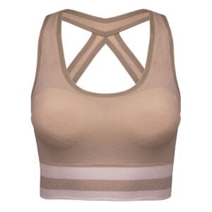 نیم تنه ورزشی زنانه ماییلدا مدل بدون فنر پددار پشت قهرمانی کد 4753 رنگ نسکافه ای