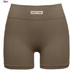 ست نیم تنه و شلوارک ورزشی زنانه ماییلدا مدل پددار بدون فنر کد 4580 رنگ قهوه ای