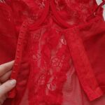 لباس خواب زنانه ماییلدا مدل فنردار کد 4758-8017 رنگ قرمز به همراه شورت و جوراب