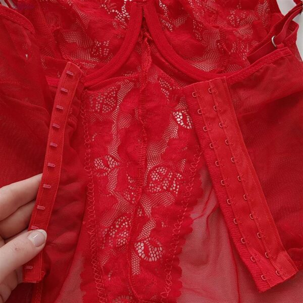 لباس خواب زنانه ماییلدا مدل فنردار کد 4758-8017 رنگ قرمز به همراه شورت و جوراب