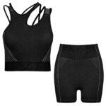 ست نیم تنه و شلوارک ورزشی زنانه ماییلدا مدل پددار بدون فنر کد 4756 رنگ مشکی