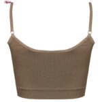 ست نیم تنه و شلوارک ورزشی زنانه ماییلدا مدل پددار بدون فنر کد 4580 رنگ قهوه ای