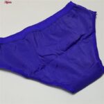 ست شورت و سوتین زنانه پانیذ مدل فنردار گیپوری کد 9008 رنگ آبی کاربنی