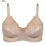 ست شورت و سوتین زنانه پانیذ مدل فنردار گیپوری کد 9008 رنگ کرم