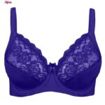 ست شورت و سوتین زنانه پانیذ مدل فنردار گیپوری کد 9008 رنگ آبی کاربنی