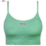 ست نیم تنه و شلوارک ورزشی زنانه ماییلدا مدل پددار بدون فنر کد 4580 رنگ سبز روشن