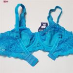 سوتین زنانه پانیذ مدل فنردار گیپوری کد 66365-new رنگ آبی فیروزه ای