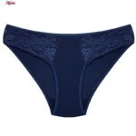 ست شورت و سوتین زنانه پانیذ مدل فنردار گیپوری کد 9008 رنگ سرمه ای