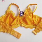 سوتین زنانه پانیذ مدل فنردار گیپوری کد 66367-new رنگ زرد