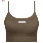 ست نیم تنه و شلوارک ورزشی زنانه ماییلدا مدل پددار بدون فنر کد 4580 رنگ قهوه ای