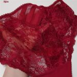 ست شورت و سوتین زنانه پانیذ مدل بدون فنر گیپوری کد 9016 رنگ زرشکی