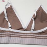 ست نیم تنه و شورت ورزشی زنانه ماییلدا مدل بدون فنر پددار کد 4751 رنگ نسکافه ای