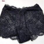 شورت زنانه ماییلدا مدل گیپوری نیم پا کد 4688-3 رنگ مشکی