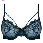 ست شورت و سوتین زنانه جینا مدل فنردار هارنس گل برجسته کد 4718-1060 رنگ کله غازی