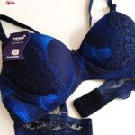 ست شورت و سوتین زنانه پانیذ مدل پوش آپ فنردار کد 4799 رنگ سرمه ای