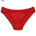 ست شورت و سوتین زنانه پانیذ مدل ساتن وسط توری بدون فنر کد 4648 رنگ قرمز