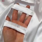 لباس خواب زنانه لورنزا مدل ساتن بند گلدار بغل نردبانی کد 4715-2004 رنگ سفید به همراه کش مو