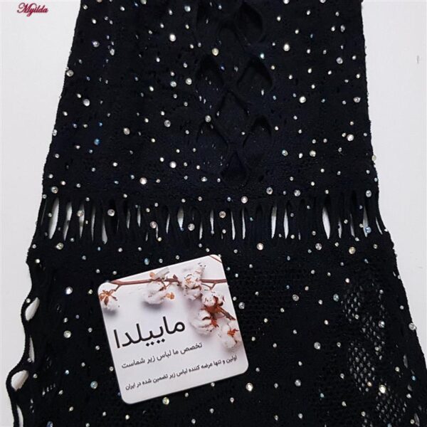 لباس خواب زنانه ماییلدا مدل نگین دار کد 4860-7203 رنگ مشکی