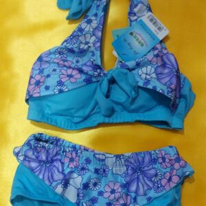 مایو دخترانه گل گلی رنگ آبی کد R-336