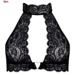 ست شورت و نیم تنه زنانه فیتن فرخ زادی مدل گیپوری قلبی 4764-456 رنگ مشکی