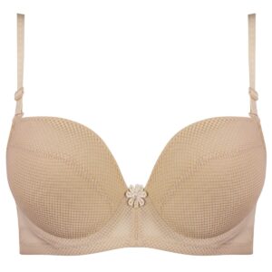 سوتین زنانه لنا مدل فنردار کاپ اسفنجی کد 4852 رنگ کرم