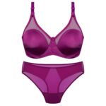 ست شورت و سوتین زنانه پانیذ مدل ساتن فنردار کد 4649 رنگ سرخابی