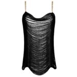 لباس خواب زنانه ماییلدا مدل ریش ریش کد 4709-3002 رنگ مشکی