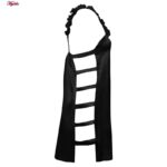 لباس خواب زنانه لورنزا مدل ساتن بند گلدار بغل نردبانی کد 4715-2000 رنگ مشکی به همراه کش مو