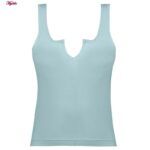 کراپ‌تاپ زنانه ماییلدا مدل کبریتی پددار کد 4789 رنگ آبی روشن