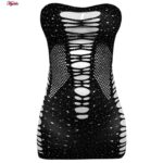 لباس خواب زنانه ماییلدا مدل نگین دار فانتزی کد 4860-7144 رنگ مشکی