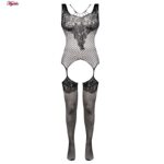 لباس خواب زنانه ماییلدا مدل فاق باز توری کد 4855-S52 رنگ مشکی