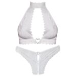 ست شورت و نیم تنه زنانه فیتن فرخ زادی مدل گیپوری قلبی کد 4764-456 رنگ سفید