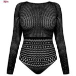 بادی آستین بلند زنانه ماییلدا مدل نگین دار فانتزی کد 4860-7195 رنگ مشکی