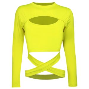 نیم تنه زنانه ماییلدا مدل بند ضربدری کد 4723-491P رنگ زرد