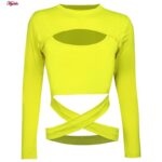 نیم تنه زنانه ماییلدا مدل بند ضربدری کد 4723-491P رنگ زرد