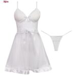 لباس خواب زنانه ماییلدا مدل گیپور گلدار کد 3685-820 رنگ سفید