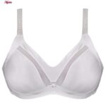 ست شورت و سوتین زنانه پانیذ مدل ساتن وسط توری بدون فنر کد 4648 رنگ سفید