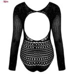 بادی آستین بلند زنانه ماییلدا مدل نگین دار فانتزی کد 4860-7195 رنگ مشکی