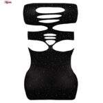 لباس خواب زنانه ماییلدا مدل نگین دار فانتزی کد 4860-7143 رنگ مشکی