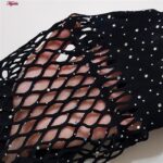 لباس خواب زنانه ماییلدا مدل نگین دار پنجره ای کد 4860-7174 رنگ مشکی به همراه دستکش