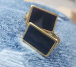 انگشتر 2 عددی طلایی-نگین مشکی کد R439