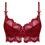 سوتین زنانه چانبی شو مدل فنردار گیپوری کد 4796 رنگ زرشکی