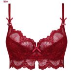 ست شورت و سوتین زنانه چانبی شو مدل فنردار گیپوری کد 4798 رنگ زرشکی