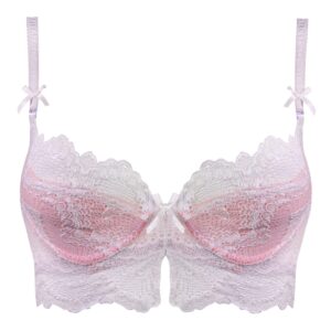 سوتین زنانه چانبی شو مدل فنردار گیپوری کد 4796 رنگ صورتی