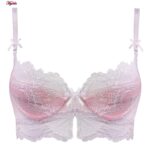 سوتین زنانه چانبی شو مدل فنردار گیپوری کد 4796 رنگ صورتی