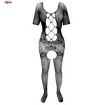 لباس خواب زنانه ماییلدا مدل فاق باز آستین کوتاه فانتزی کد 4855-8018 رنگ مشکی