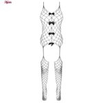 لباس خواب زنانه ماییلدا مدل فاق باز پاپیون فانتزی کد 4855-8506 رنگ مشکی